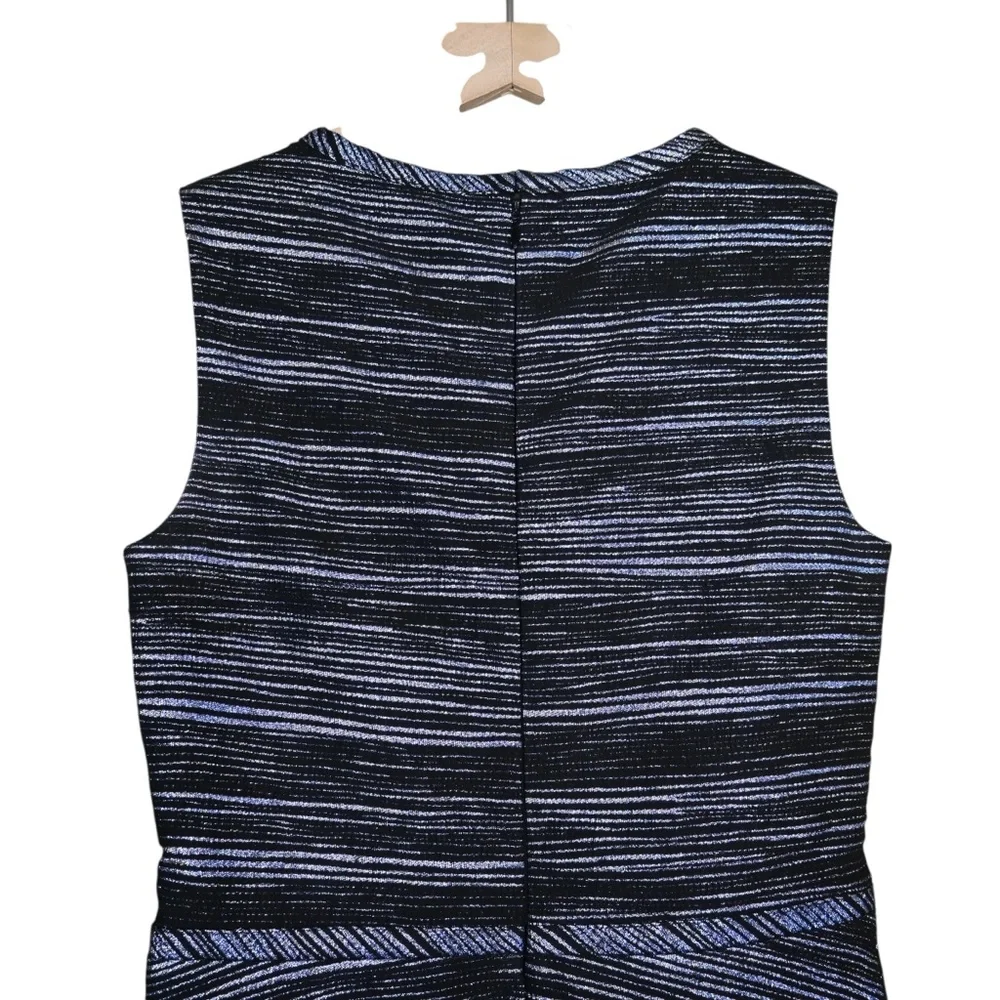 Nicole Miller Women's 6 Metallic Striped Fit & Flare Cutout Lined Dress - Picture 4 of 8